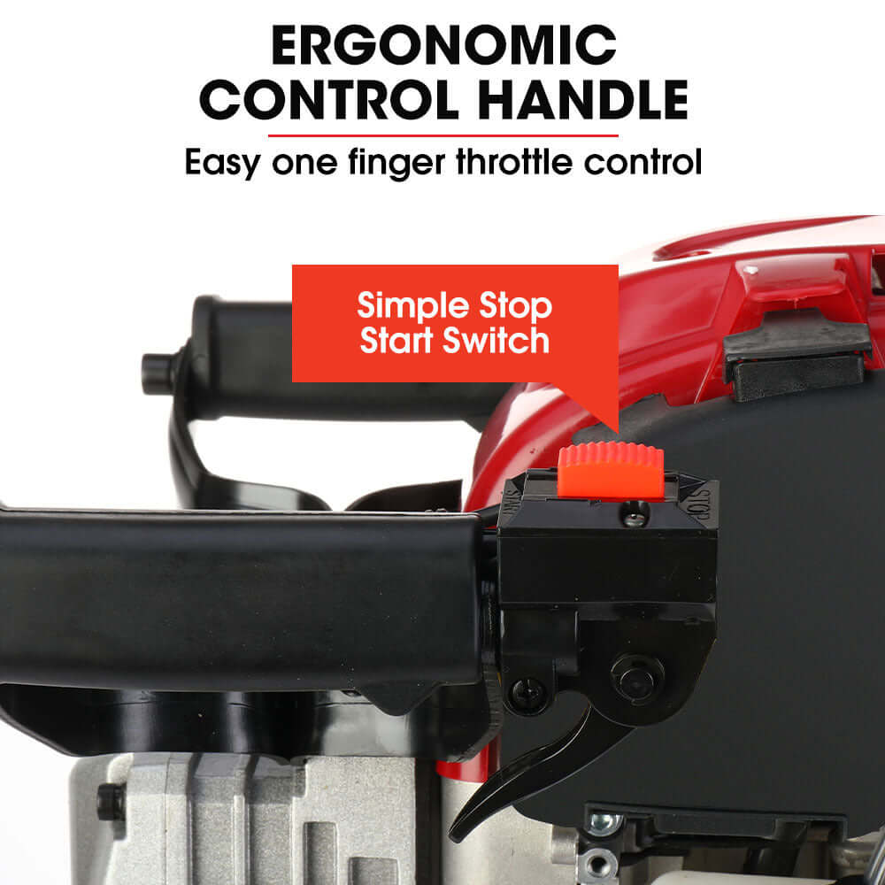 Ergonomic control handle of Baumr-AG jackhammer, featuring easy one-finger throttle and simple stop-start switch.