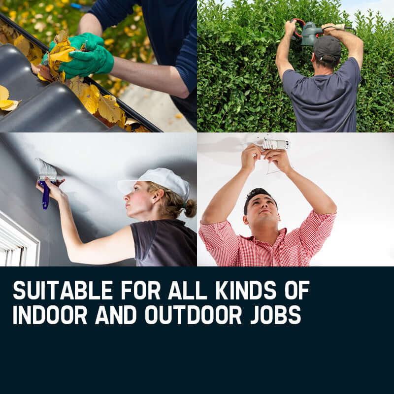 Collage of people performing various indoor and outdoor jobs, highlighting versatility for DIY tasks.