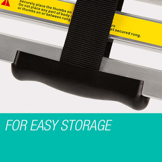 Bullet telescopic ladder handle and storage strap for easy and safe storage, ideal for DIY projects.