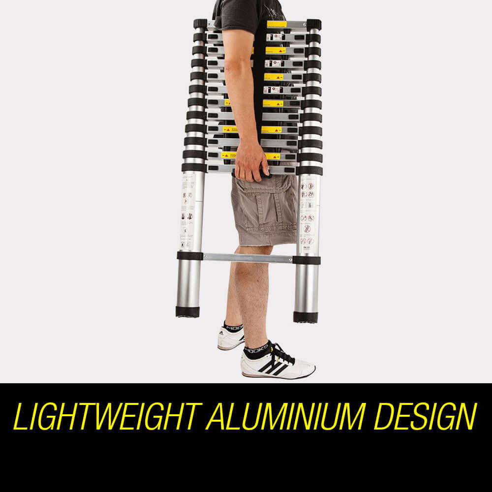 Lightweight aluminium folding ladder showing affordable quality for DIY tasks and ease of storage.