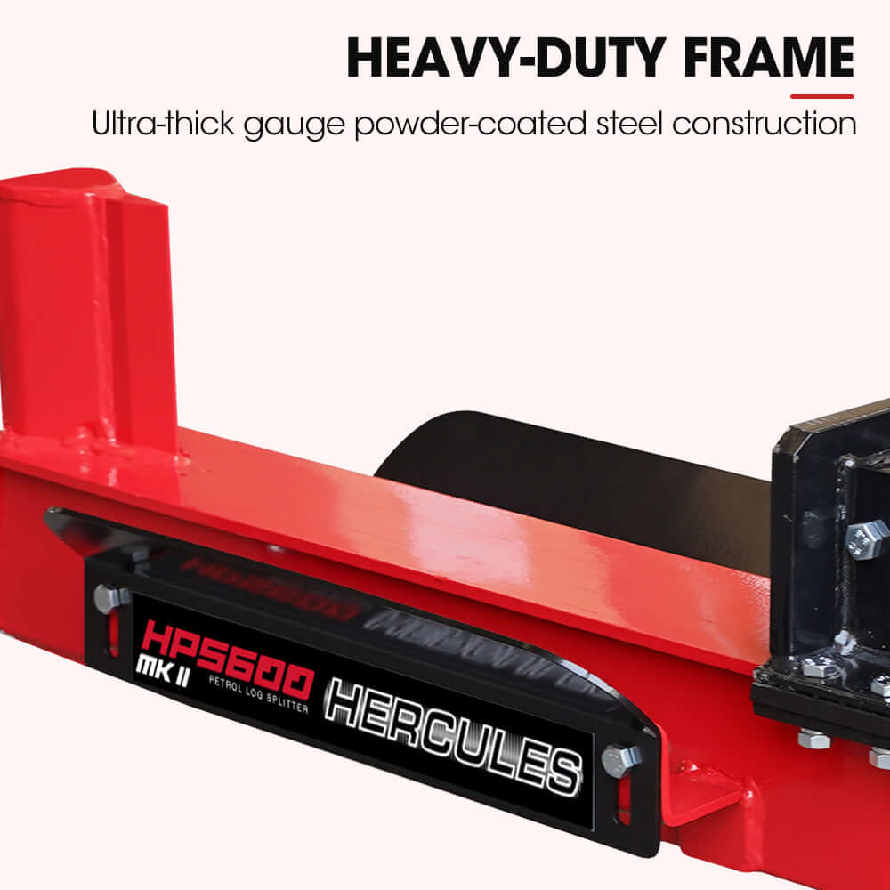 Baumr-AG HPS600 MkII log splitter heavy-duty frame with powder-coated steel construction.