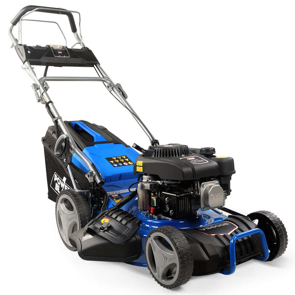 POWERBLADE 175CC 18" lawn mower with electric start, self-propelled, affordable and quality design for DIY enthusiasts.