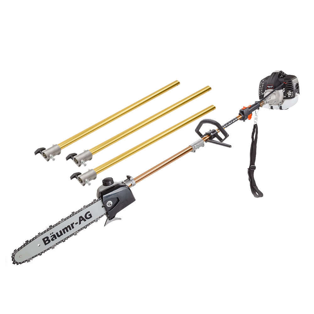 Baumr-AG 65CC Pole Chainsaw with extendable poles, designed for quality DIY tree pruning.