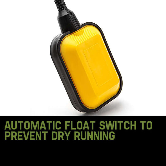 Automatic float switch for Protege 1500W pump, prevents dry running, ensures reliable water pumping.