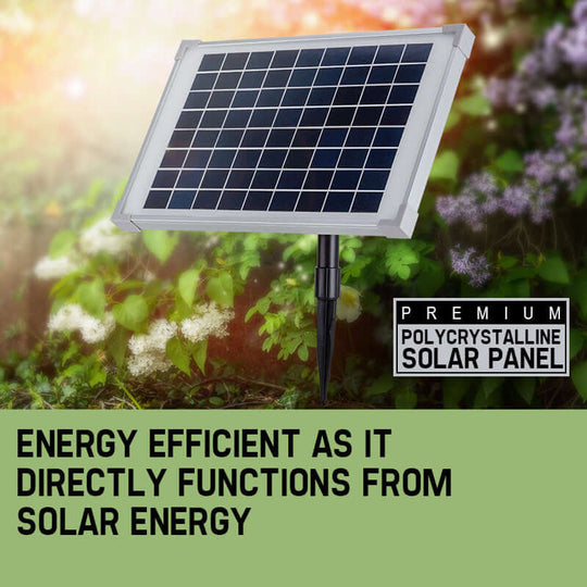 Premium polycrystalline solar panel, energy efficient, ideal for solar-powered fountain kits in gardens.