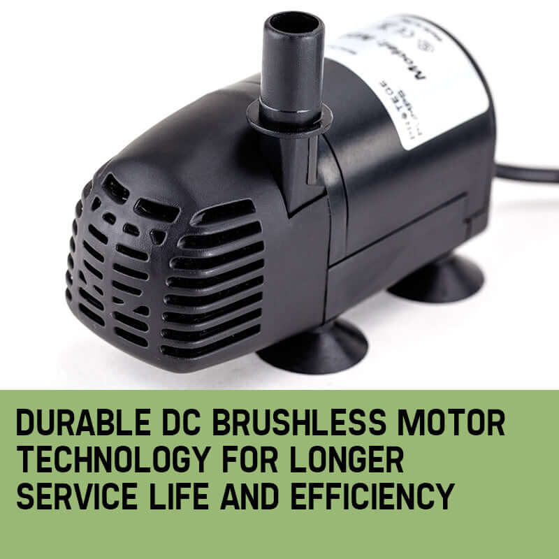 Durable DC brushless motor water pump for longer service life and efficiency in solar fountain kits.