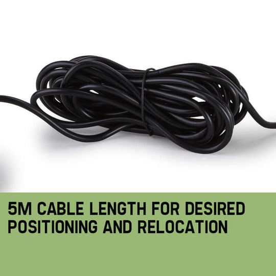 5M cable for flexible positioning and relocation of solar fountain pump.