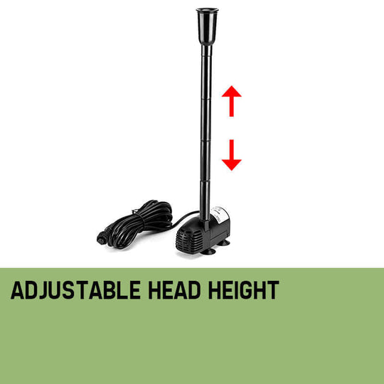 Adjustable head height feature of the Protege 50W solar fountain pump for customizable water flow.