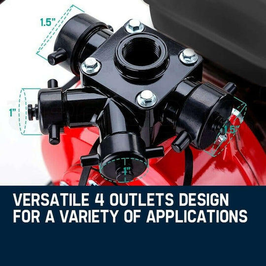 WARTON water pump with versatile 4 outlets design for fire fighting and irrigation, lasting performance for DIY needs.