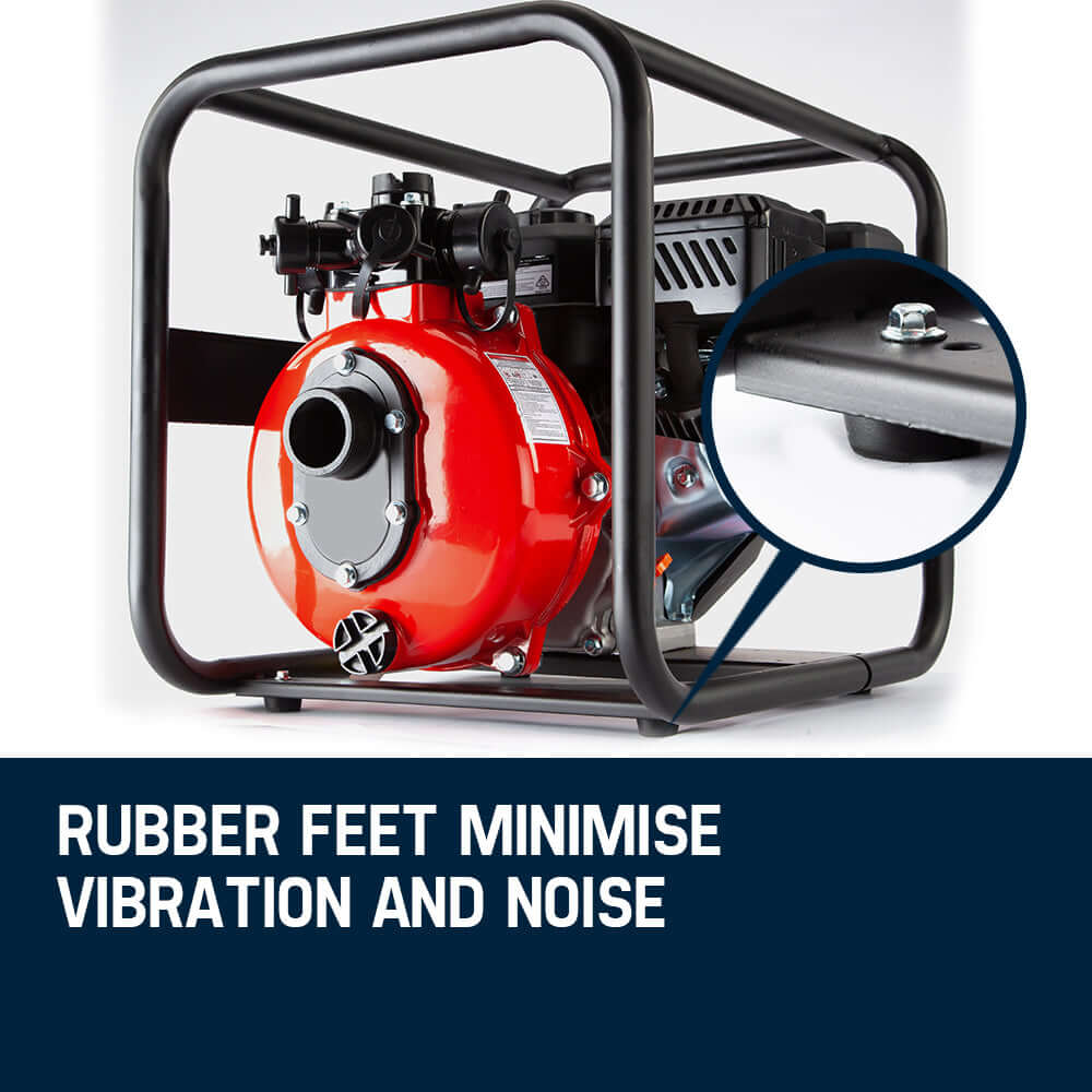 WARTON Petrol Water Pump with rubber feet to reduce vibration and noise for improved performance.