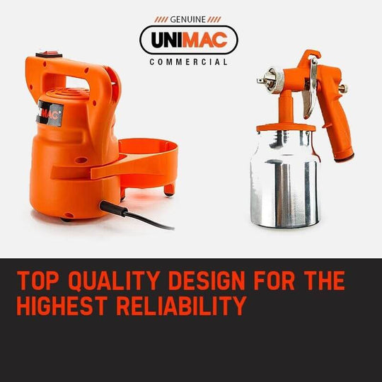 UNIMAC Electric Paint Sprayer Gun showcasing top quality design for reliable DIY projects, affordable and powerful HVLP spray station.