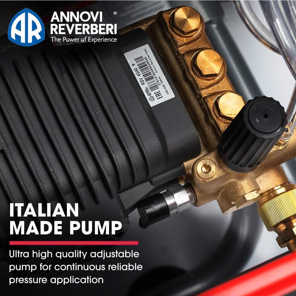 Italian made pump featuring ultra high quality adjustable design for reliable pressure application.