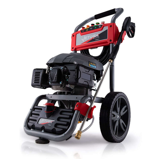 Jet-USA 4800PSI petrol high pressure cleaner, affordable quality for DIY enthusiasts. Compact and powerful pressure washer.