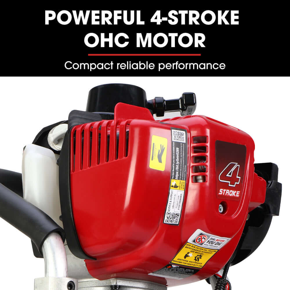 Baumr-AG 38cc 4-stroke petrol post driver motor showcasing powerful OHC performance for efficient post driving.