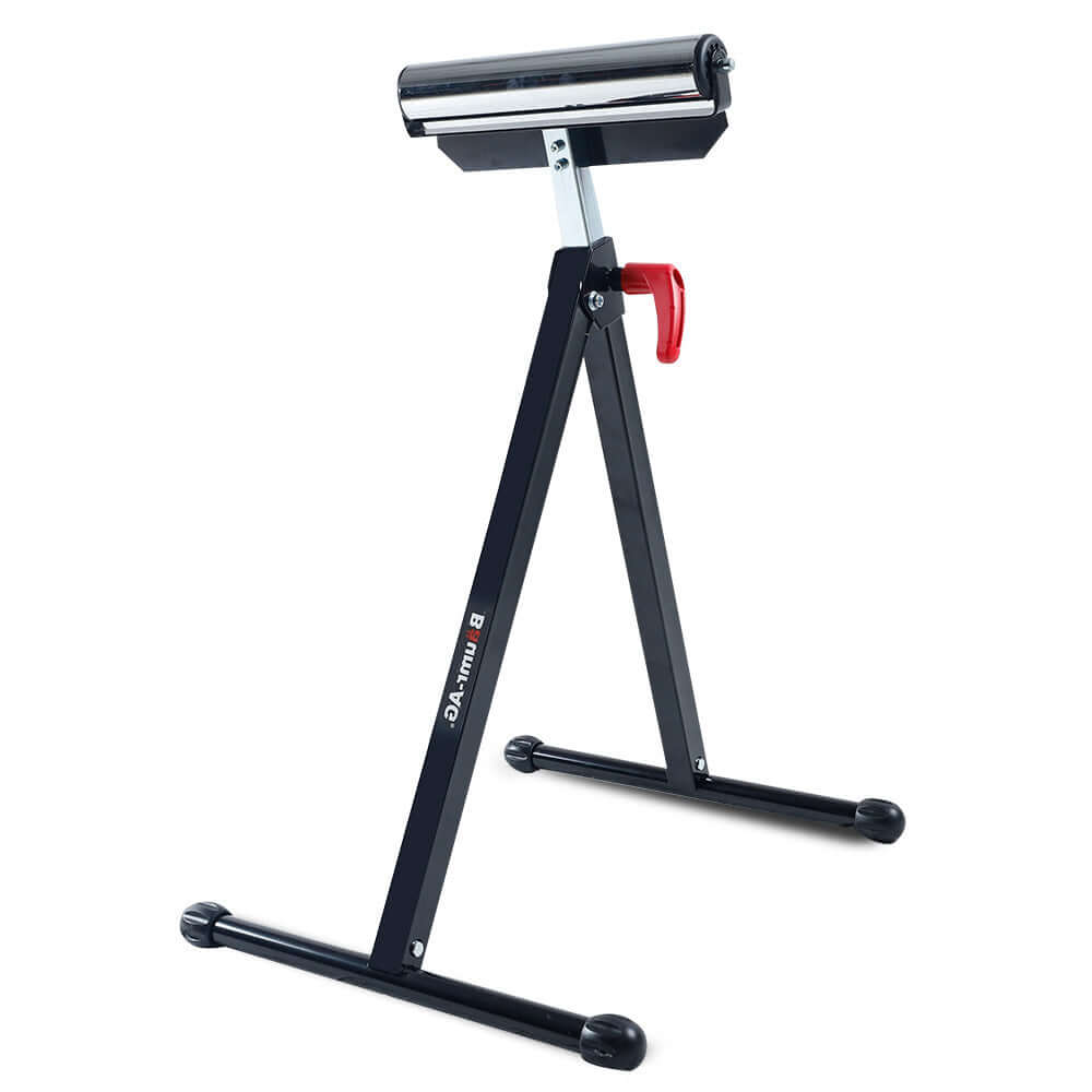 Baumr-AG height adjustable roller support stand, durable steel construction, ideal for DIY projects, 60kg capacity.