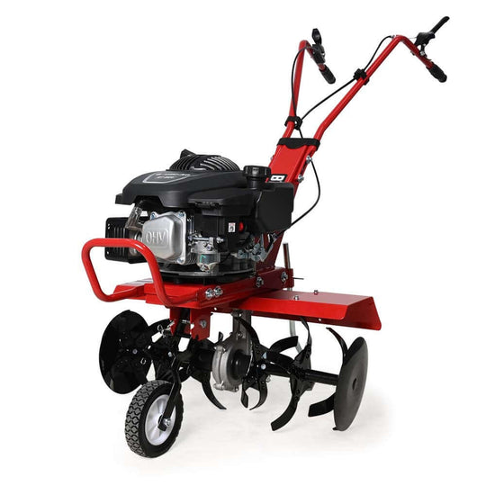 Baumr-AG 150CC Garden Tiller with 4-Stroke Engine, ideal for affordable DIY gardening tasks.