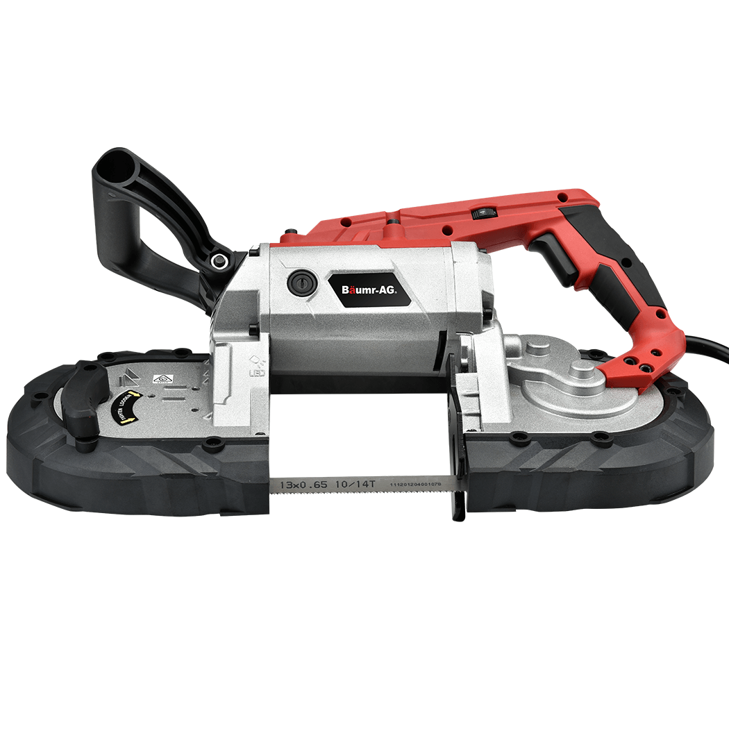 BAUMR-AG Portable Band Saw cutter for clean metal cuts, ideal for DIY projects and affordable quality tools.