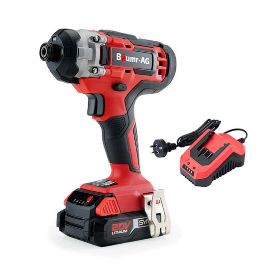 BAUMR-AG 20V cordless impact driver kit with battery charger for affordable DIY quality projects.