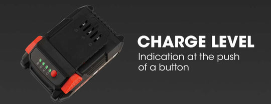 Charge level indicator for Baumr-AG 20V impact driver, easy battery status check with a button push.