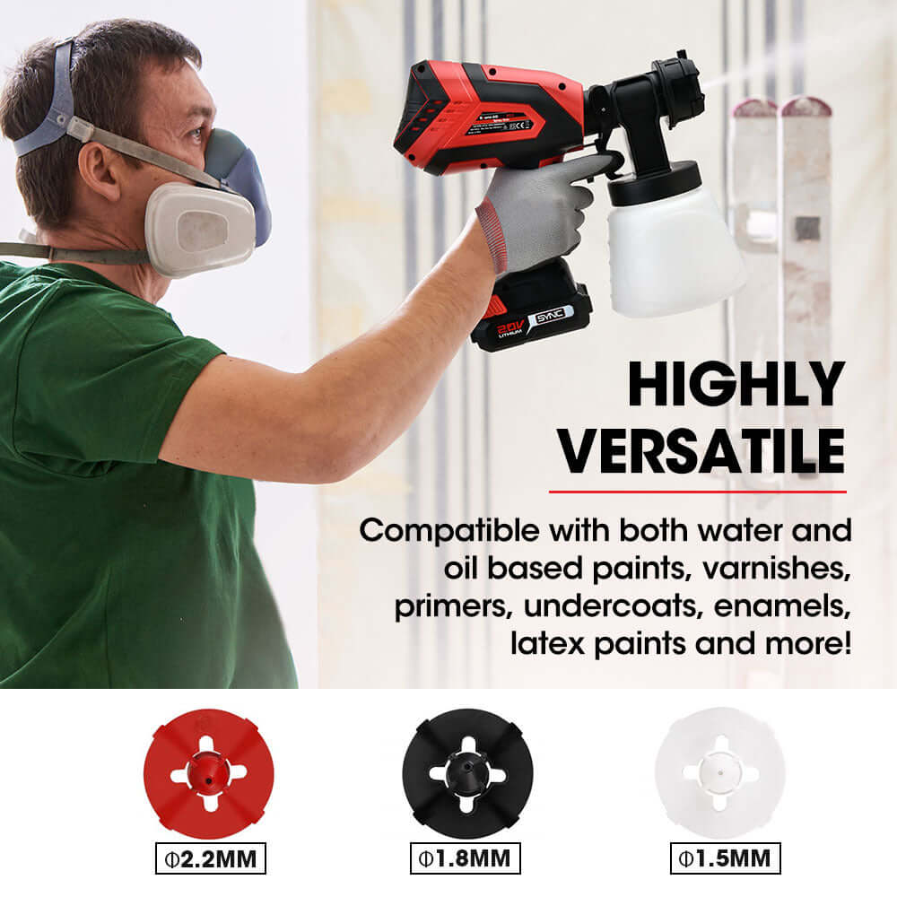 BAUMR-AG 20V Electric Paint Sprayer, versatile for water and oil-based paints, ideal for DIY projects.