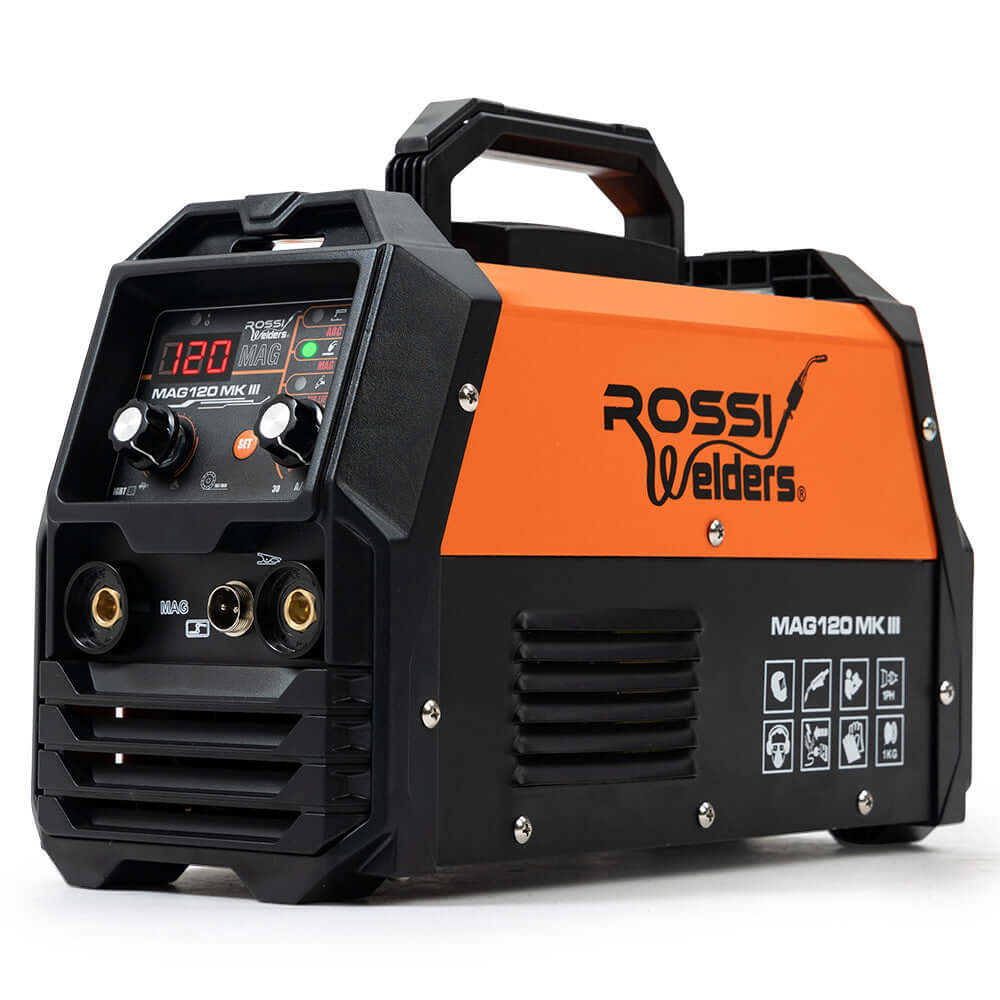 ROSSI MAG-120 MKIII portable inverter welder for DIY and professional use, affordable 3in1 welding machine.