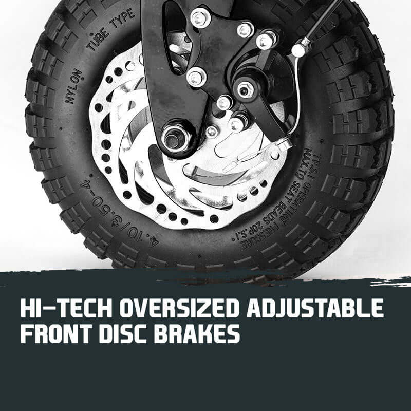 Hi-tech oversized adjustable front disc brakes for BULLET RPZ1600 Electric Scooter, ensuring safe and reliable stopping power.