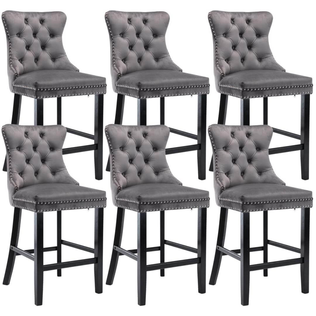 DSZ Product, feed-cond-new, feed-sl-DSZ Freight Payable6X Velvet Bar Stools with Studs Trim Wooden Legs Tufted Dining Chairs Kitchen - Premium Furniture > Dining > Kitchen & Dining Chairs from DSZ ! Shop Online Buy Now at S & D's Value Store Family Business Best Customer ServiceDSZ Product, feed-cond-new, feed-sl-DSZ Freight Payable