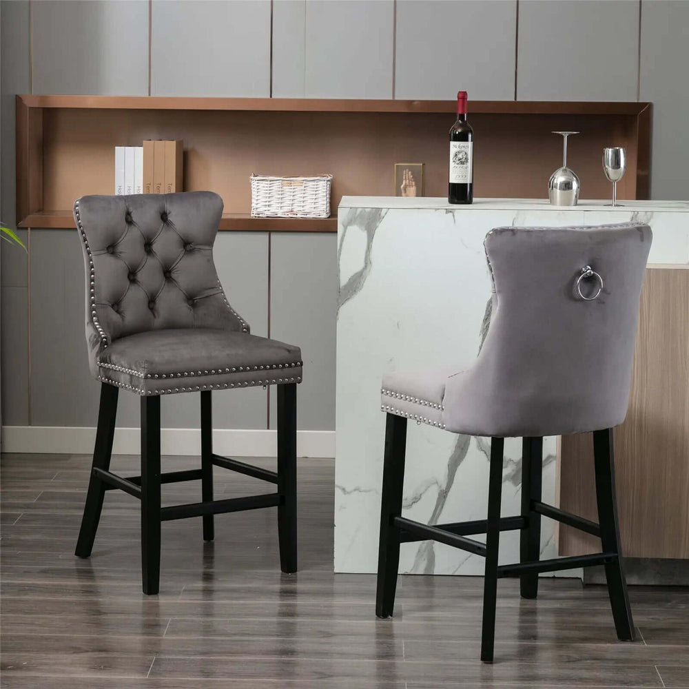 DSZ Product, feed-cond-new, feed-sl-DSZ Freight Payable6X Velvet Bar Stools with Studs Trim Wooden Legs Tufted Dining Chairs Kitchen - Premium Furniture > Dining > Kitchen & Dining Chairs from DSZ ! Shop Online Buy Now at S & D's Value Store Family Business Best Customer ServiceDSZ Product, feed-cond-new, feed-sl-DSZ Freight Payable