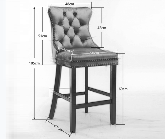 DSZ Product, feed-cond-new, feed-sl-DSZ Freight Payable6X Velvet Bar Stools with Studs Trim Wooden Legs Tufted Dining Chairs Kitchen - Premium Furniture > Dining > Kitchen & Dining Chairs from DSZ ! Shop Online Buy Now at S & D's Value Store Family Business Best Customer ServiceDSZ Product, feed-cond-new, feed-sl-DSZ Freight Payable