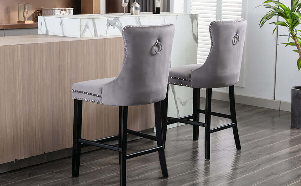 DSZ Product, feed-cond-new, feed-sl-DSZ Freight Payable6X Velvet Bar Stools with Studs Trim Wooden Legs Tufted Dining Chairs Kitchen - Premium Furniture > Dining > Kitchen & Dining Chairs from DSZ ! Shop Online Buy Now at S & D's Value Store Family Business Best Customer ServiceDSZ Product, feed-cond-new, feed-sl-DSZ Freight Payable