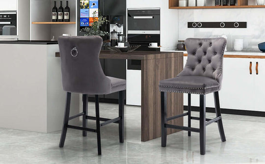 DSZ Product, feed-cond-new, feed-sl-DSZ Freight Payable6X Velvet Bar Stools with Studs Trim Wooden Legs Tufted Dining Chairs Kitchen - Premium Furniture > Dining > Kitchen & Dining Chairs from DSZ ! Shop Online Buy Now at S & D's Value Store Family Business Best Customer ServiceDSZ Product, feed-cond-new, feed-sl-DSZ Freight Payable