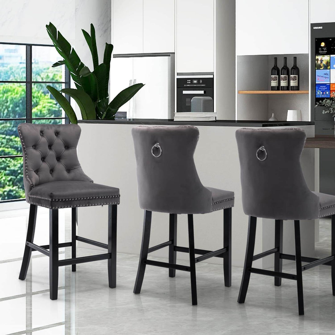 DSZ Product, feed-cond-new, feed-sl-DSZ Freight Payable6X Velvet Bar Stools with Studs Trim Wooden Legs Tufted Dining Chairs Kitchen - Premium Furniture > Dining > Kitchen & Dining Chairs from DSZ ! Shop Online Buy Now at S & D's Value Store Family Business Best Customer ServiceDSZ Product, feed-cond-new, feed-sl-DSZ Freight Payable