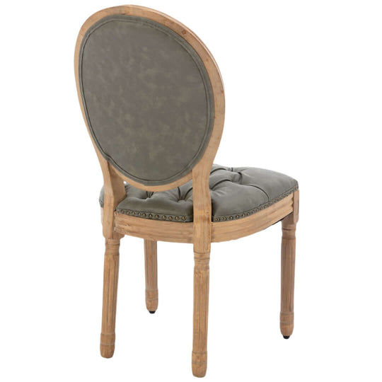 Back view of AADEN velvet faux leather dining chair with solid wood legs in pine green for affordable luxury decor.