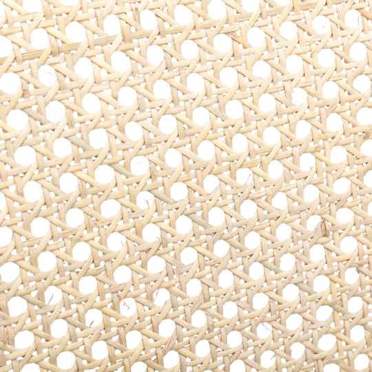 Close-up of woven rattan texture, showcasing natural fibers in a light beige color, ideal for stylish furniture design.