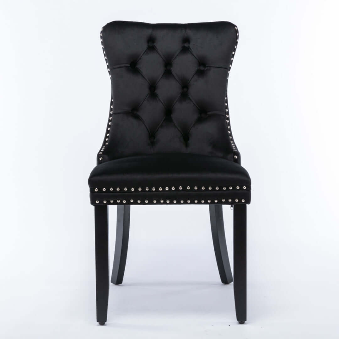 DSZ Product, feed-cond-new, feed-sl-DSZ Freight Payable2x Velvet Dining Chairs Upholstered Tufted Kithcen Chair with Solid Wood Legs Stud Trim and Ring-Black - Premium Furniture > Dining > Dining Set from DSZ ! Shop Online Buy Now at S & D's Value Store Family Business Best Customer ServiceDSZ Product, feed-cond-new, feed-sl-DSZ Freight Payable