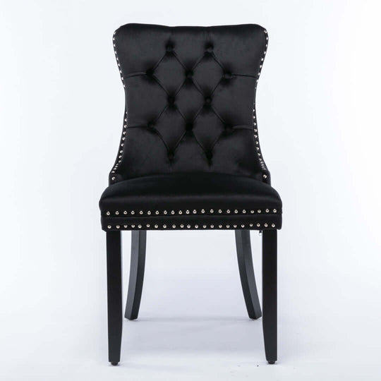 DSZ Product, feed-cond-new, feed-sl-DSZ Freight Payable2x Velvet Dining Chairs Upholstered Tufted Kithcen Chair with Solid Wood Legs Stud Trim and Ring-Black - Premium Furniture > Dining > Dining Set from DSZ ! Shop Online Buy Now at S & D's Value Store Family Business Best Customer ServiceDSZ Product, feed-cond-new, feed-sl-DSZ Freight Payable