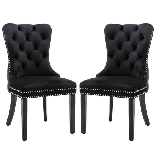 DSZ Product, feed-cond-new, feed-sl-DSZ Freight Payable2x Velvet Dining Chairs Upholstered Tufted Kithcen Chair with Solid Wood Legs Stud Trim and Ring-Black - Premium Furniture > Dining > Dining Set from DSZ ! Shop Online Buy Now at S & D's Value Store Family Business Best Customer ServiceDSZ Product, feed-cond-new, feed-sl-DSZ Freight Payable