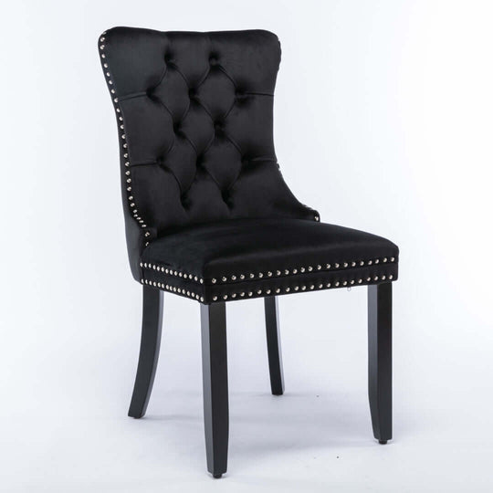 DSZ Product, feed-cond-new, feed-sl-DSZ Freight Payable2x Velvet Dining Chairs Upholstered Tufted Kithcen Chair with Solid Wood Legs Stud Trim and Ring-Black - Premium Furniture > Dining > Dining Set from DSZ ! Shop Online Buy Now at S & D's Value Store Family Business Best Customer ServiceDSZ Product, feed-cond-new, feed-sl-DSZ Freight Payable