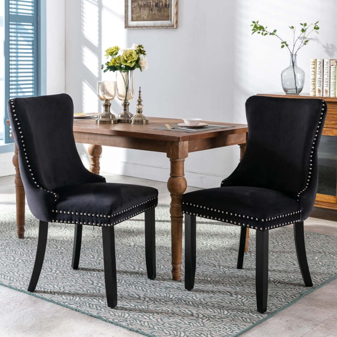 DSZ Product, feed-cond-new, feed-sl-DSZ Freight Payable2x Velvet Upholstered Dining Chairs Tufted Wingback Side Chair with Studs Trim Solid Wood Legs for Kitchen - Premium Furniture > Dining > Kitchen & Dining Chairs from DSZ ! Shop Online Buy Now at S & D's Value Store Family Business Best Customer ServiceDSZ Product, feed-cond-new, feed-sl-DSZ Freight Payable