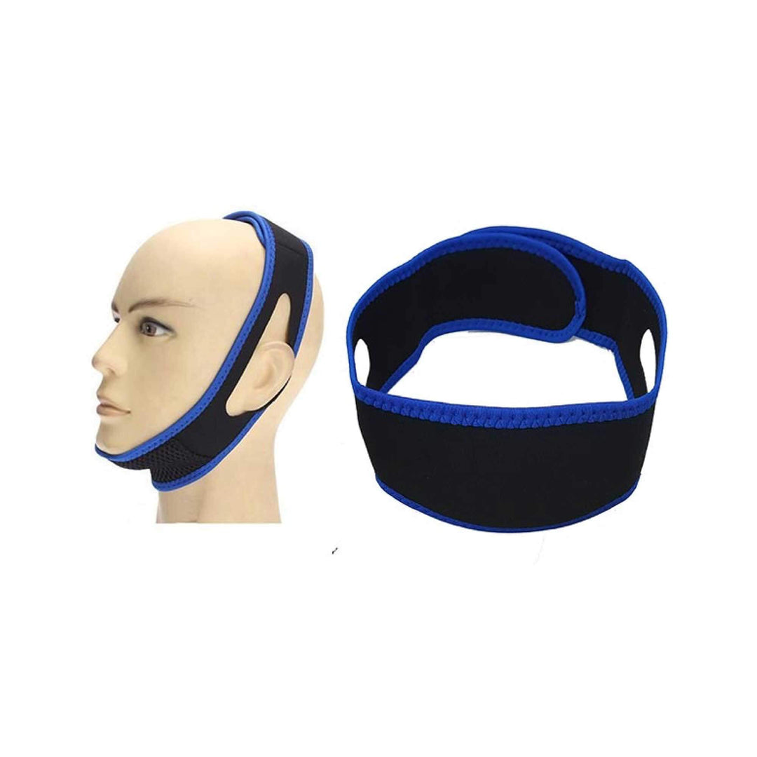 Adjustable anti snoring aid chin strap on model, affordable sleep solution for reducing snoring. Quality neoprene design.