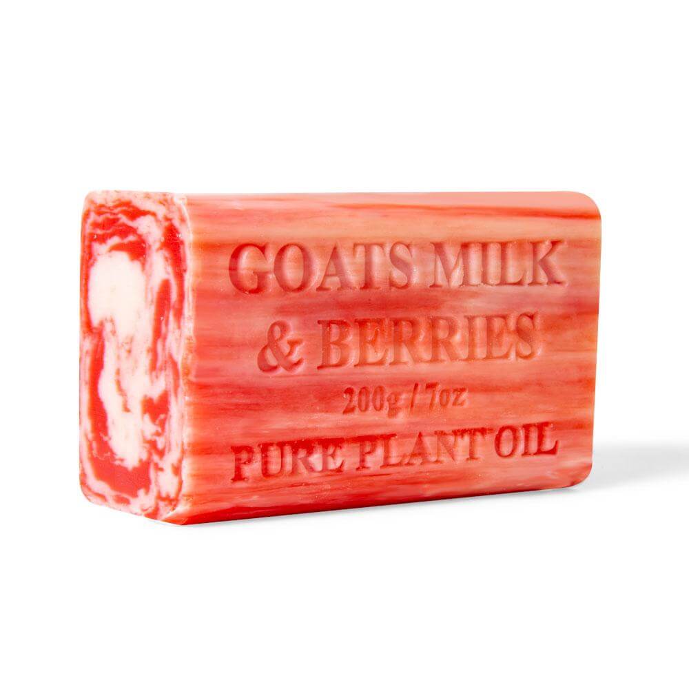 200g Goats Milk Soap Bar with Berry scent, affordable and quality natural skincare product.