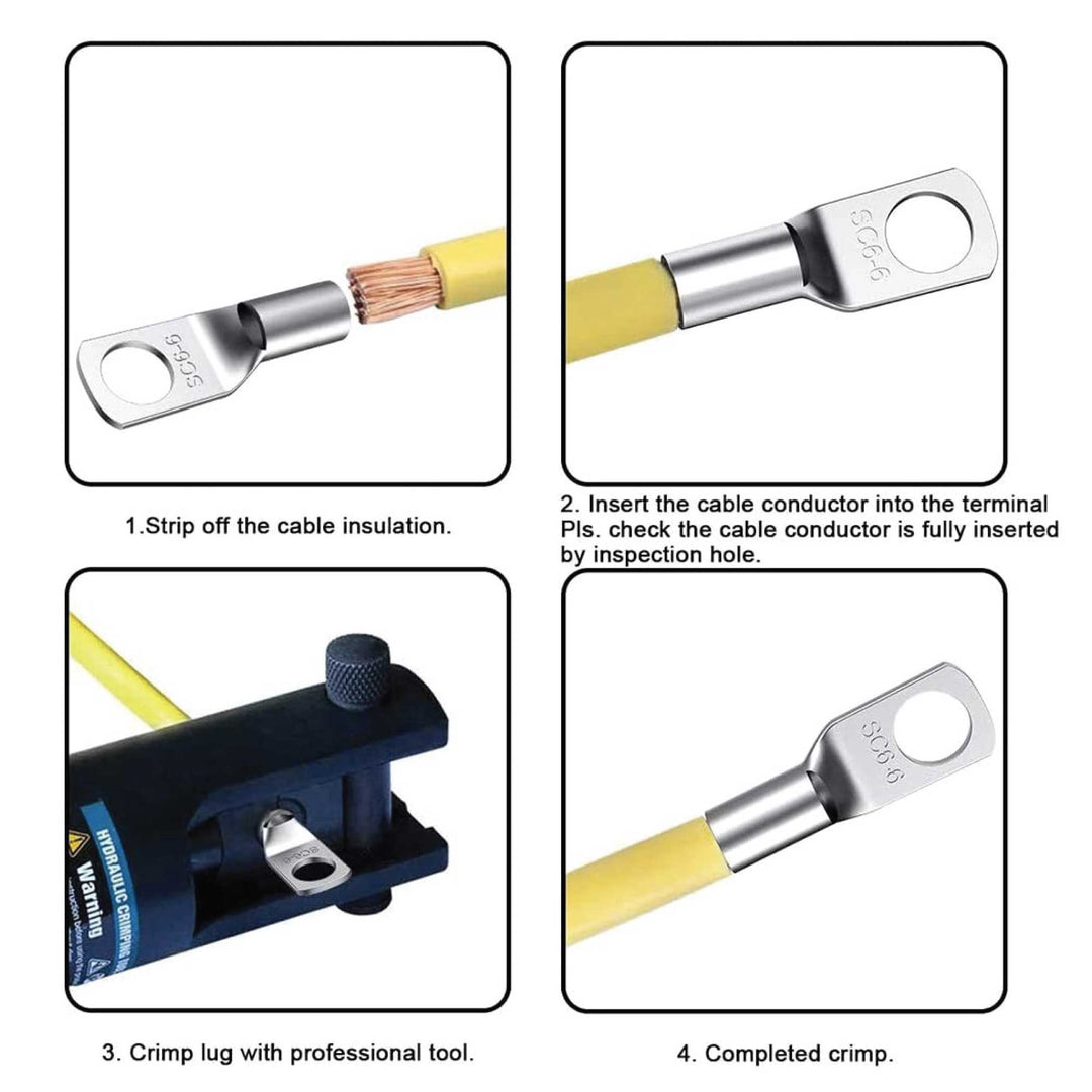 120 Pcs Copper Cable Lugs Electrical Battery Ring Terminal Connectors SC6-SC50