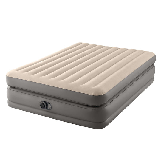 Intex Dura-Beam Plus Queen Elevated Air Mattress, velvety soft top, durable and affordable sleep solution.