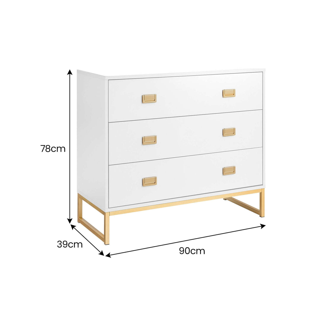 DSZ Product, feed-cond-new, feed-sl-DSZ Freight Payable, newSarantino Amara Chest Of Drawers Tallboy Dresser - White/Gold - Premium Home & Garden > Storage > Clothing & Wardrobe Storage from Sarantino ! Shop Online Buy Now at S & D's Value Store Family Business Best Customer ServiceDSZ Product, feed-cond-new, feed-sl-DSZ Freight Payable, new