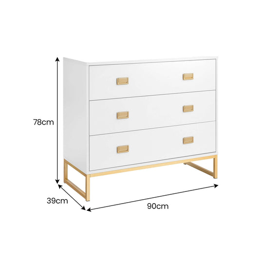 DSZ Product, feed-cond-new, feed-sl-DSZ Freight Payable, newSarantino Amara Chest Of Drawers Tallboy Dresser - White/Gold - Premium Home & Garden > Storage > Clothing & Wardrobe Storage from Sarantino ! Shop Online Buy Now at S & D's Value Store Family Business Best Customer ServiceDSZ Product, feed-cond-new, feed-sl-DSZ Freight Payable, new