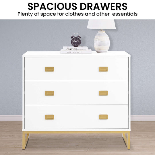 DSZ Product, feed-cond-new, feed-sl-DSZ Freight Payable, newSarantino Amara Chest Of Drawers Tallboy Dresser - White/Gold - Premium Home & Garden > Storage > Clothing & Wardrobe Storage from Sarantino ! Shop Online Buy Now at S & D's Value Store Family Business Best Customer ServiceDSZ Product, feed-cond-new, feed-sl-DSZ Freight Payable, new