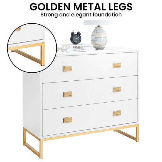 DSZ Product, feed-cond-new, feed-sl-DSZ Freight Payable, newSarantino Amara Chest Of Drawers Tallboy Dresser - White/Gold - Premium Home & Garden > Storage > Clothing & Wardrobe Storage from Sarantino ! Shop Online Buy Now at S & D's Value Store Family Business Best Customer ServiceDSZ Product, feed-cond-new, feed-sl-DSZ Freight Payable, new