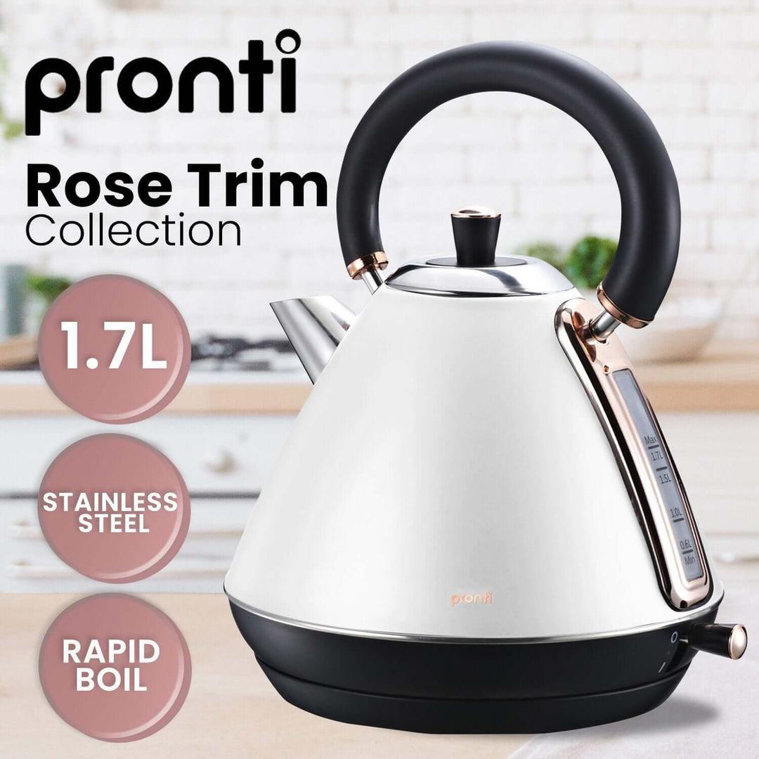 Pronti Rose Trim Collection 1.7L Stainless Steel Kettle with Rapid Boil Feature