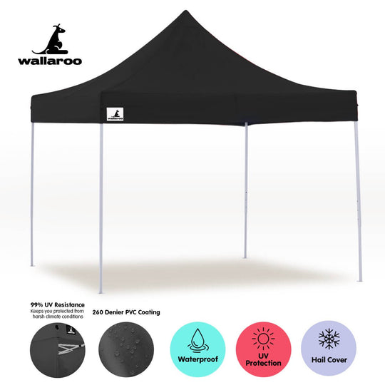 DSZ Product, feed-cond-new, feed-sl-DSZ Freight Payable, newWallaroo Gazebo Tent Marquee 3 X 3 Popup Outdoor Black - Premium Home & Garden > Shading > Canopies & Gazebos from Wallaroo ! Shop Online Buy Now at S & D's Value Store Family Business Best Customer ServiceDSZ Product, feed-cond-new, feed-sl-DSZ Freight Payable, new