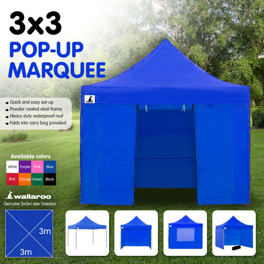 DSZ Product, feed-cond-new, feed-sl-DSZ Freight Payable, newWallaroo Gazebo Tent Marquee 3 X 3 Popup Outdoor -  Blue - Premium Home & Garden > Shading > Canopies & Gazebos from Wallaroo ! Shop Online Buy Now at S & D's Value Store Family Business Best Customer ServiceDSZ Product, feed-cond-new, feed-sl-DSZ Freight Payable, new